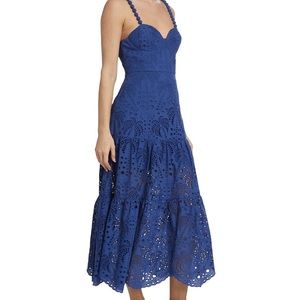 Farm Rio blue cotton eyelet dress XS